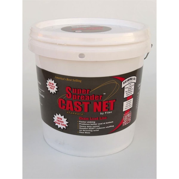 Super Spreader 8 ft. x 1 in. Mesh, SS1000-CL Chain Leaded Cast Net Clear, 1 lb wt SU130519 - main